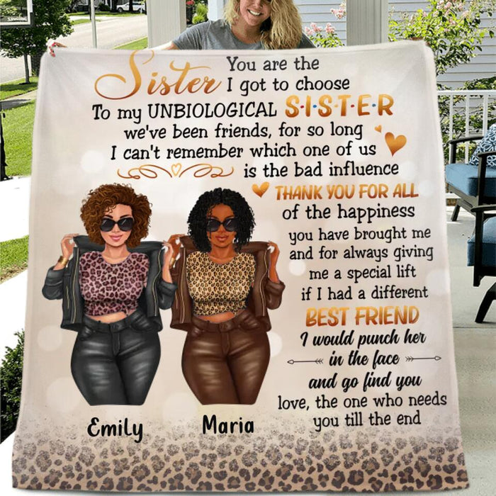 Custom Personalized Best Friend Fleece Throw Blanket/Quilt Blanket - Gift Idea For Best Friend - You Are The Sister I Got To Choose