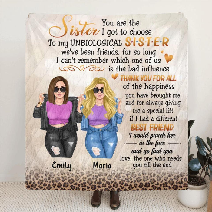 Custom Personalized Best Friend Fleece Throw Blanket/Quilt Blanket - Gift Idea For Best Friend - To My Unbiological Sister