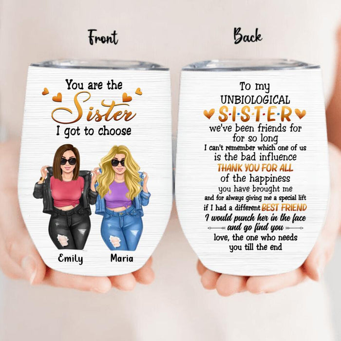 Custom Personalized Best Friend Wine Tumbler - Gift Idea For Best Friend - To My Unbiological Sister