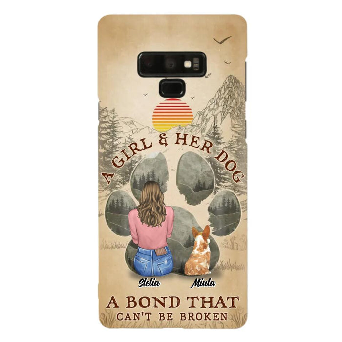 Custom Personalized Pet Mom Phone Case - Gifts For Pet Lovers With Upto 4 Pets - A Girl And Her Dog A Bond That Can't Be Broken - Case For iPhone & Samsung