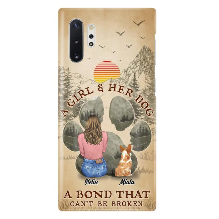 Custom Personalized Pet Mom Phone Case - Gifts For Pet Lovers With Upto 4 Pets - A Girl And Her Dog A Bond That Can't Be Broken - Case For iPhone & Samsung