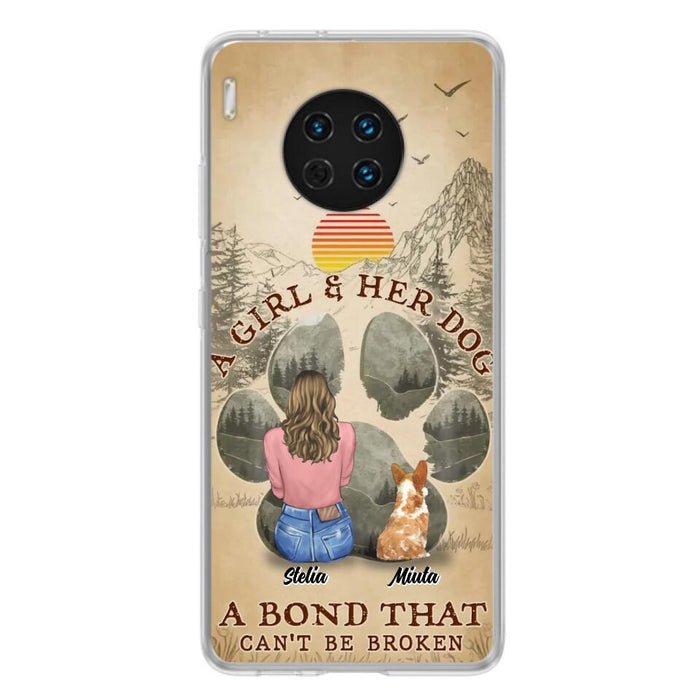 Custom Personalized Pet Mom Phone Case - Gifts For Pet Lovers With Upto 4 Pets - A Girl And Her Dog A Bond That Can't Be Broken - Case For Oppo, Xiaomi & Huawei