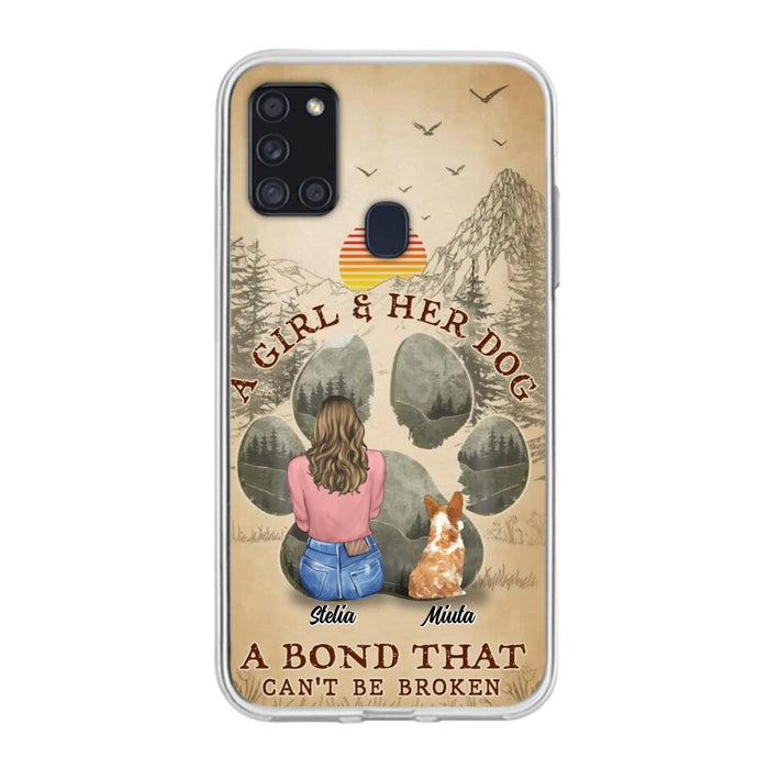 Custom Personalized Pet Mom Phone Case - Gifts For Pet Lovers With Upto 4 Pets - A Girl And Her Dog A Bond That Can't Be Broken - Case For iPhone & Samsung