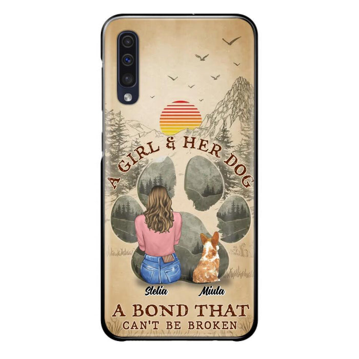 Custom Personalized Pet Mom Phone Case - Gifts For Pet Lovers With Upto 4 Pets - A Girl And Her Dog A Bond That Can't Be Broken - Case For iPhone & Samsung