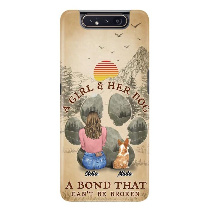 Custom Personalized Pet Mom Phone Case - Gifts For Pet Lovers With Upto 4 Pets - A Girl And Her Dog A Bond That Can't Be Broken - Case For iPhone & Samsung