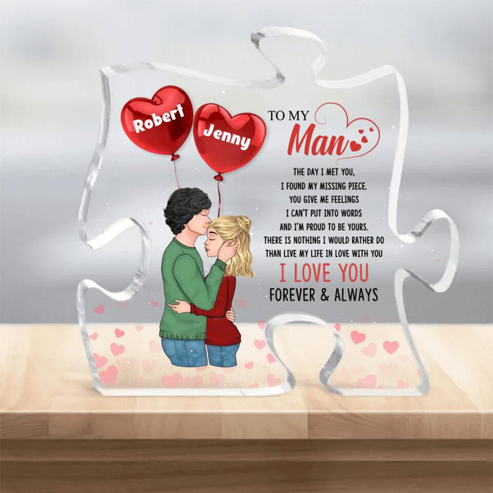 Custom Personalized Couple Puzzle Acrylic Plaque - Valentine's Day/Anniversary Gift Idea For Couple - Gift For Him - To My Man