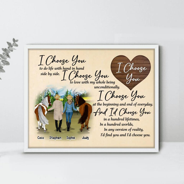 Custom Personalized Horse Couple Poster - Gift Idea For Couple/ Husband And Wife/ Mother's Day Gift From Husband - I Choose You