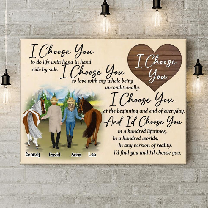 Custom Personalized Horse Couple Canvas - Gift Idea For Couple/ Husband And Wife/ Mother's Day Gift From Husband - I Choose You