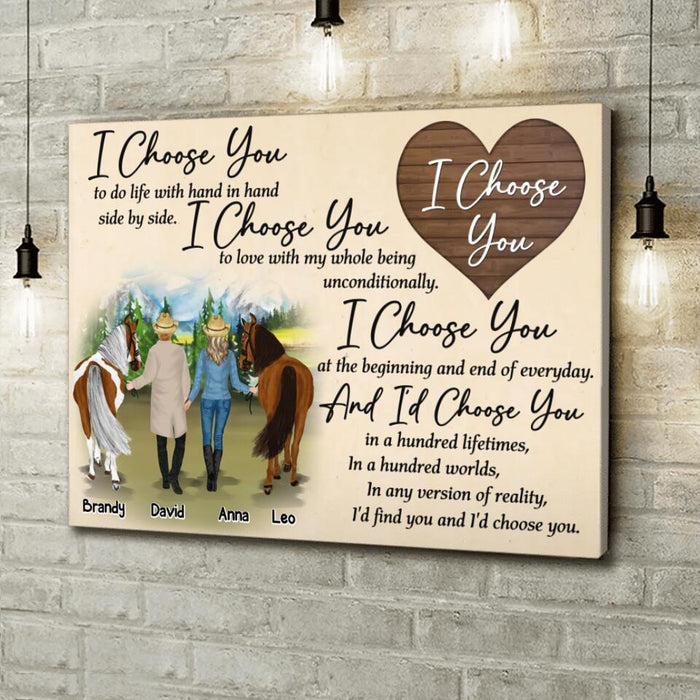 Custom Personalized Horse Couple Canvas - Gift Idea For Couple/ Husband And Wife/ Mother's Day Gift From Husband - I Choose You