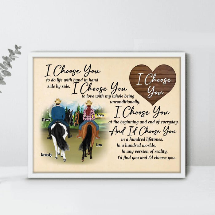 Custom Personalized Farmer Couple Riding Horse Poster - Gift Idea For Couple/ Husband And Wife/ Mother's Day Gift From Husband - I Choose You