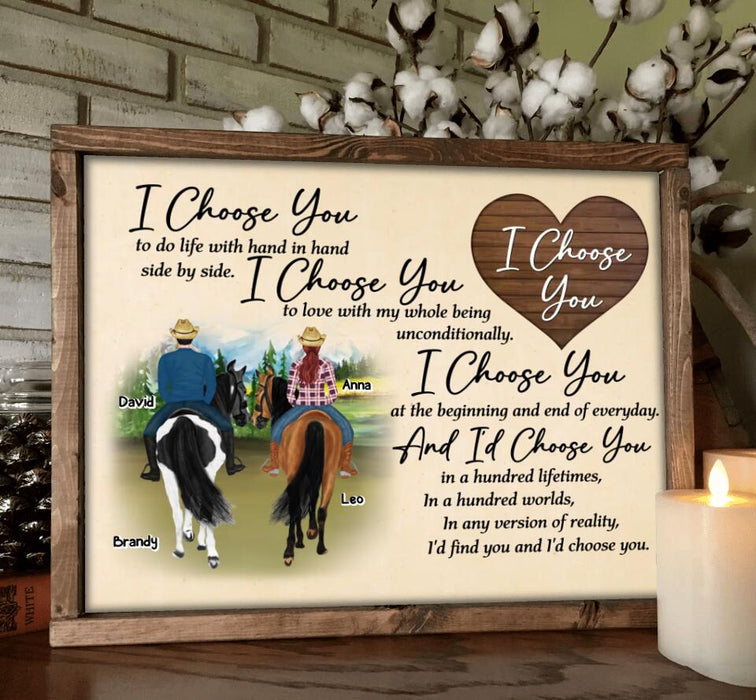 Custom Personalized Farmer Couple Riding Horse Poster - Gift Idea For Couple/ Husband And Wife/ Mother's Day Gift From Husband - I Choose You