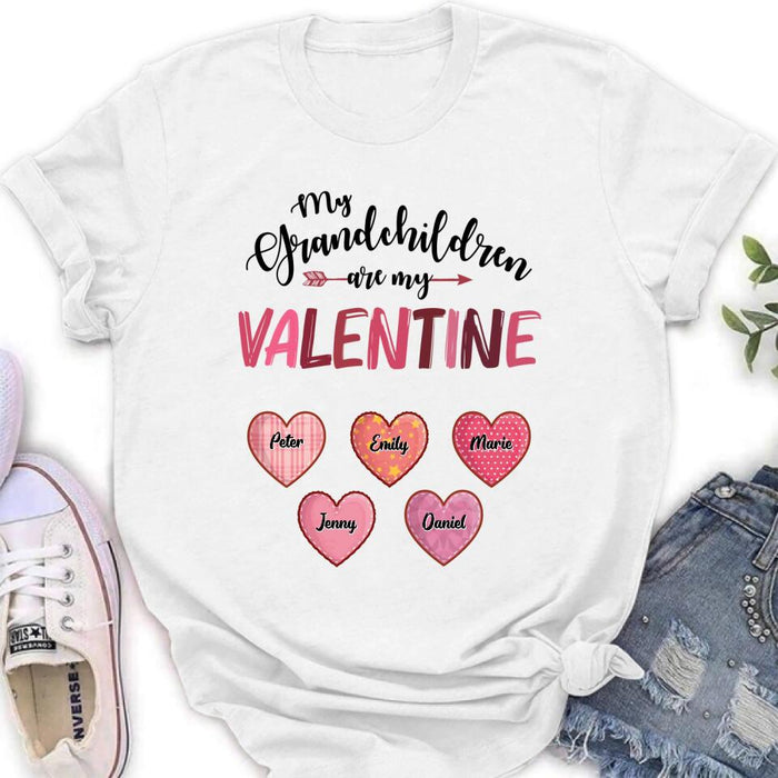 Custom Personalized Grandma T-Shirt/ Long Sleeve/ Sweatshirt/ Hoodie - Valentine's Day Gift Idea For Grandma - Upto 5 Kids - My Grandchild Is My Valentine