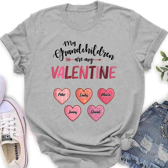 Custom Personalized Grandma T-Shirt/ Long Sleeve/ Sweatshirt/ Hoodie - Valentine's Day Gift Idea For Grandma - Upto 5 Kids - My Grandchild Is My Valentine