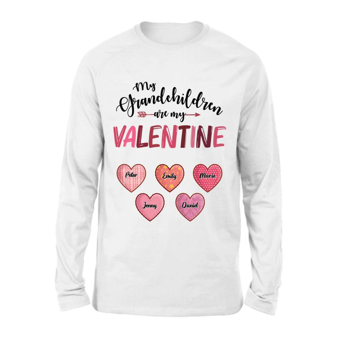 Custom Personalized Grandma T-Shirt/ Long Sleeve/ Sweatshirt/ Hoodie - Valentine's Day Gift Idea For Grandma - Upto 5 Kids - My Grandchild Is My Valentine