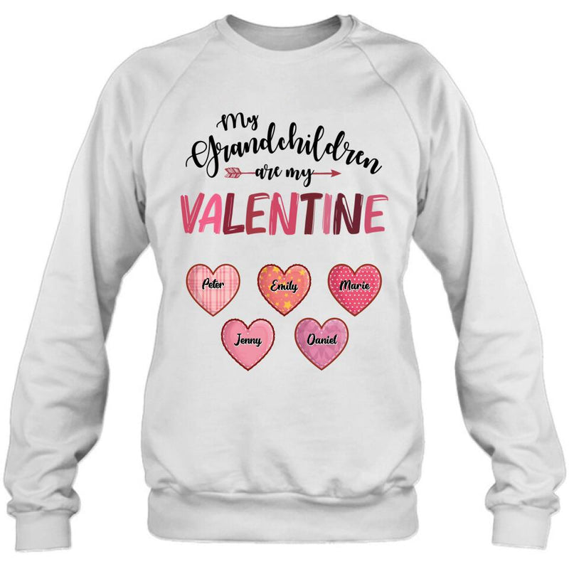 Personalized Grandma T-Shirt/Long Sleeve/Sweatshirt/Hoodie - Valentine's Day Gift Idea For Grandma - Up to 5 Kids - My Grandchild Is My Valentine