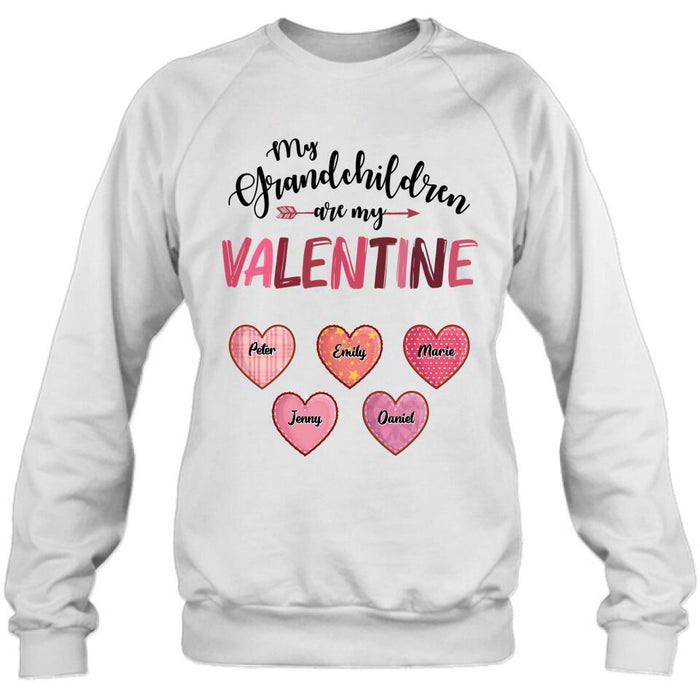 Custom Personalized Grandma T-Shirt/ Long Sleeve/ Sweatshirt/ Hoodie - Valentine's Day Gift Idea For Grandma - Upto 5 Kids - My Grandchild Is My Valentine