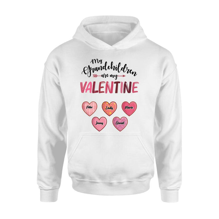 Custom Personalized Grandma T-Shirt/ Long Sleeve/ Sweatshirt/ Hoodie - Valentine's Day Gift Idea For Grandma - Upto 5 Kids - My Grandchild Is My Valentine