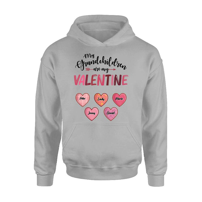 Custom Personalized Grandma T-Shirt/ Long Sleeve/ Sweatshirt/ Hoodie - Valentine's Day Gift Idea For Grandma - Upto 5 Kids - My Grandchild Is My Valentine