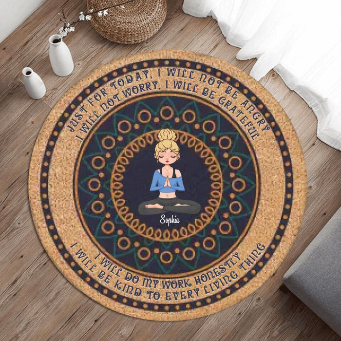 Personalized Yoga Girl Round Rug - Gift Idea For Yoga Lovers - I Will Be Kind To Every Living Thing