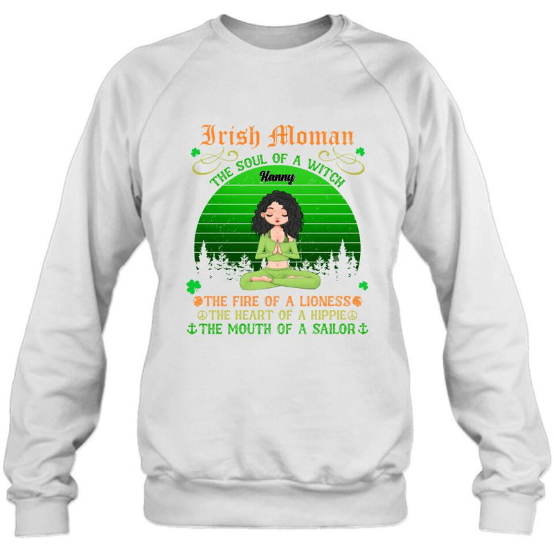 Personalized Irish Girl Yoga Shirt - Gift Idea For St Patrick's Day - Irish Woman The Soul Of A Witch
