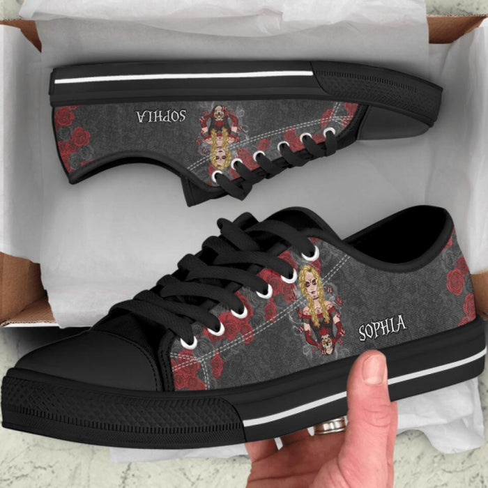 Custom Personalized Skull Girl Sneakers - Gift Idea For Friends/Birthday