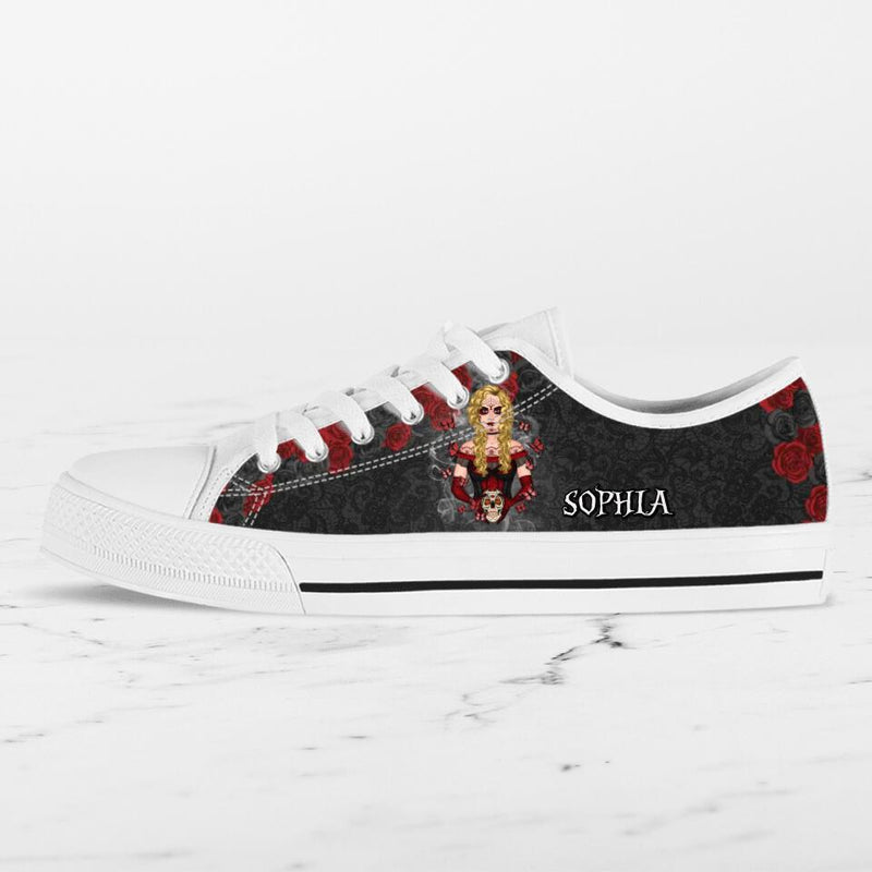 Personalized Skull Girl Sneakers - Gift Idea For Friends/Birthday