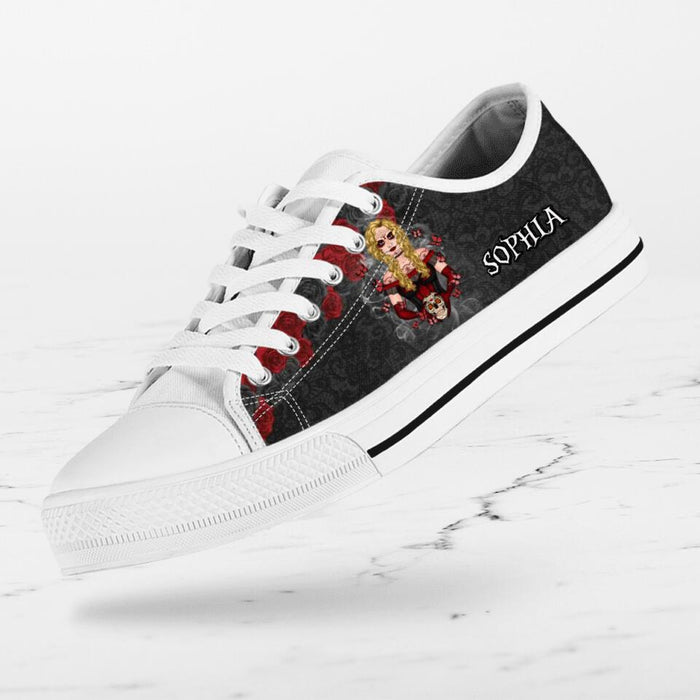 Custom Personalized Skull Girl Sneakers - Gift Idea For Friends/Birthday