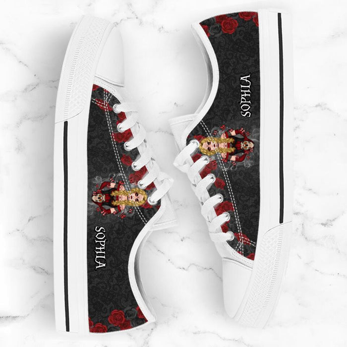 Custom Personalized Skull Girl Sneakers - Gift Idea For Friends/Birthday