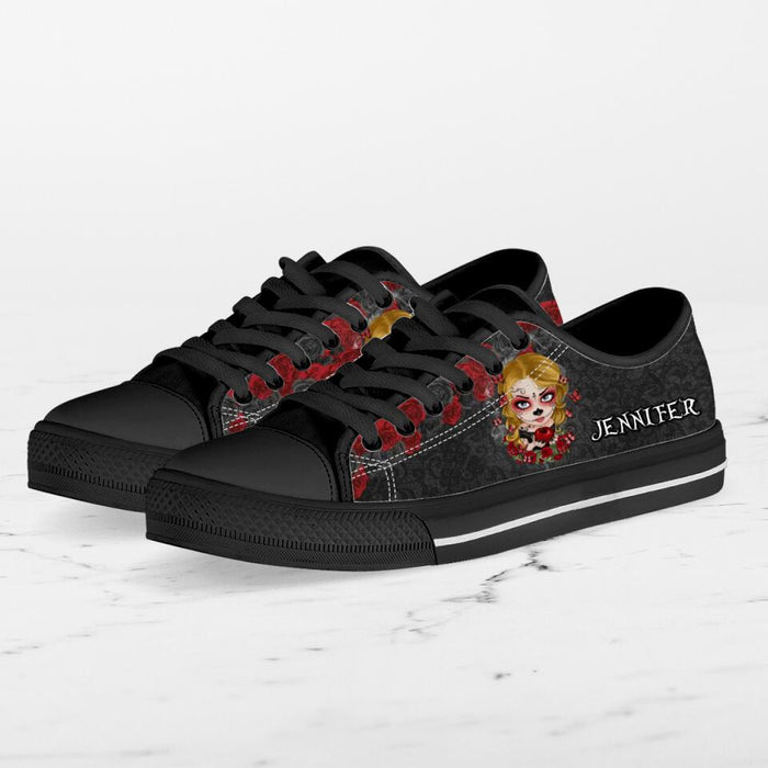 Custom Personalized Skull Girl Sneakers - Gift Idea For Friends/Birthday