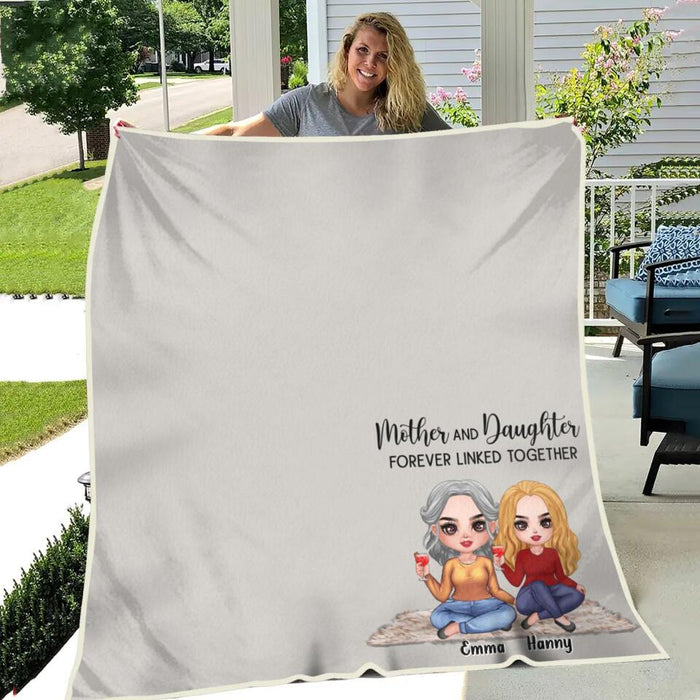 Custom Personalized Mother And Daughters Single Layer Fleece/ Quilt Blanket - Gift Idea For Mother And Daughter/Mother's Day Gift - Mother And Daughters Forever Linked Together