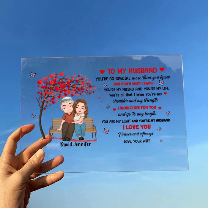 Custom Personalized Couple Acrylic Plaque - Gift Idea For Couple/Valentine's Day - To My Husband You're So Special More Than You Know