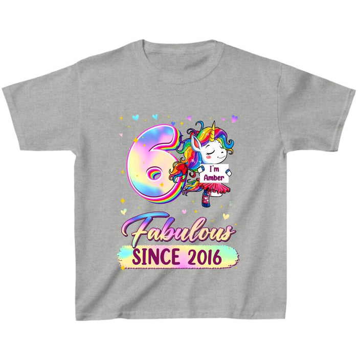 Custom Personalized Birthday Girl Unicorn T-shirt - Birthday Gift Idea For Baby/Daughter - Fabulous