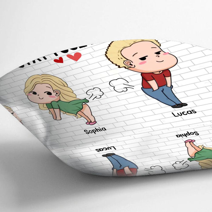 Custom Personalized Cute Fart Couple Pillow Cover - Valentine's Day Gift For Couple - Couples That Fart Together Stay Together