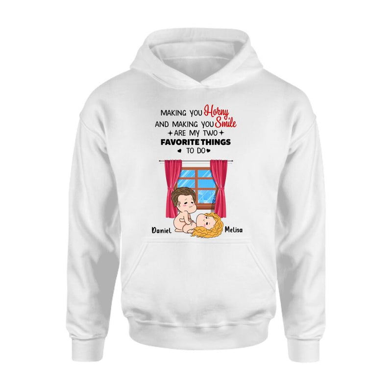 Personalized Shirt/Hoodie/Long Sleeve/Sweatshirt - Valentine's Day Gift - Making You Horny And Making You Smile Are My Two Favorite Things To Do