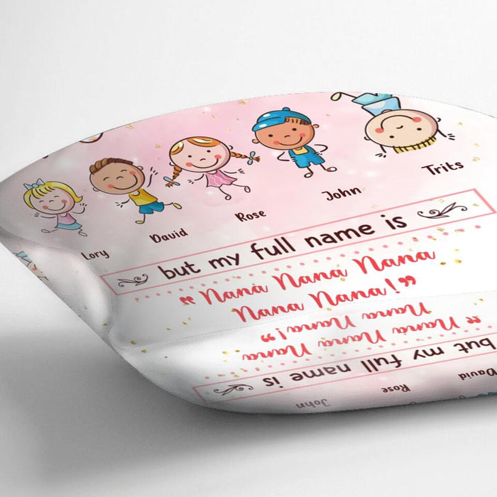 Personalized Grandma Pillow Cover - Mother's Day Gift For Grandma/ Mother - Upto 5 Kids - My Nickname Is Nana