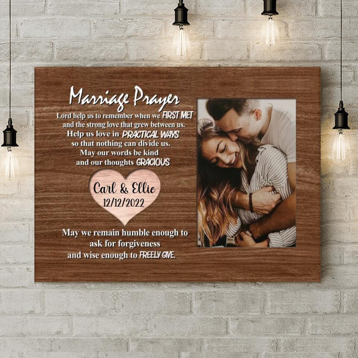 Custom Personalized Couple Canvas - Upload Photo - Wedding/ Anniversary For Couple/ Mother's Day Gift Idea From Husband - Marriage Prayer