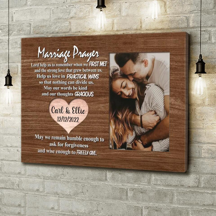 Custom Personalized Couple Canvas - Upload Photo - Wedding/ Anniversary For Couple/ Mother's Day Gift Idea From Husband - Marriage Prayer