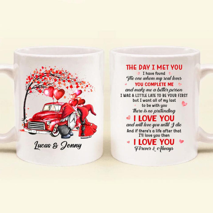 Custom Personalized Gnome Couple Coffee Mug -  Mother's Day Gift For Wife From Husband - The Day I Met You