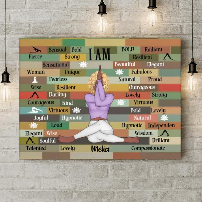 Custom Personalized Yoga Girl Horizontal Canvas - Gift Idea For Yoga Lovers - I Am Sensual, Bold