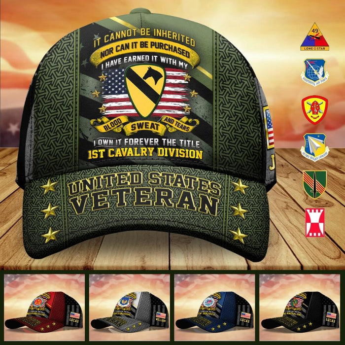 Custom Personalized United States Veteran Baseball Cap - Gift Idea For Veteran/ Birthday Gift - It Cannot Be Inherited Nor Can It Be Purchased