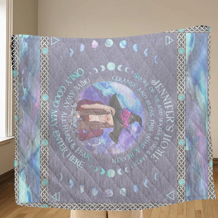 Custom Personalized Witch Quilt/Single Layer Fleece Blanket - Gift Idea For Witch Lovers - Only Good May Enter Here