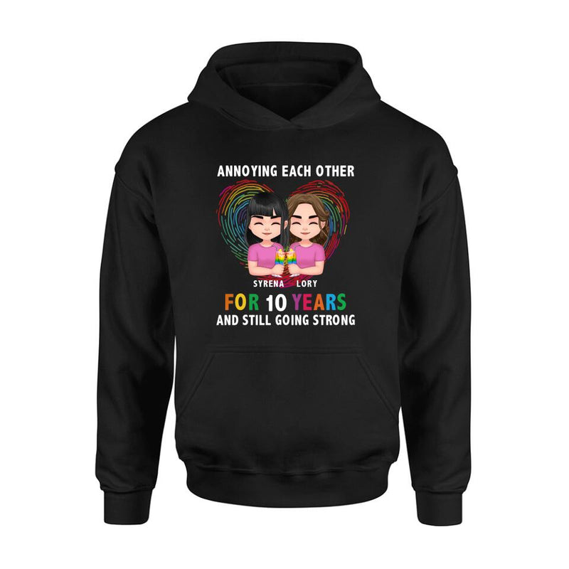 Custom Personalized LGBT Couple T-shirt/ Long Sleeve/ Sweatshirt/ Hoodie - Gift Idea For Gay/ Lesbian Couple - Annoying Each Other For 10 Years And Still Going Strong