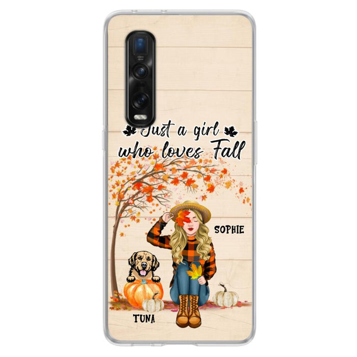 Custom Personalized Fall Dog Mom Phone Case- Upto 4 Pets - Best Gift For Dog Lovers - Just A Girl Who Loves Fall - Case For Oppo Huawei Xiaomi - MTJKZW