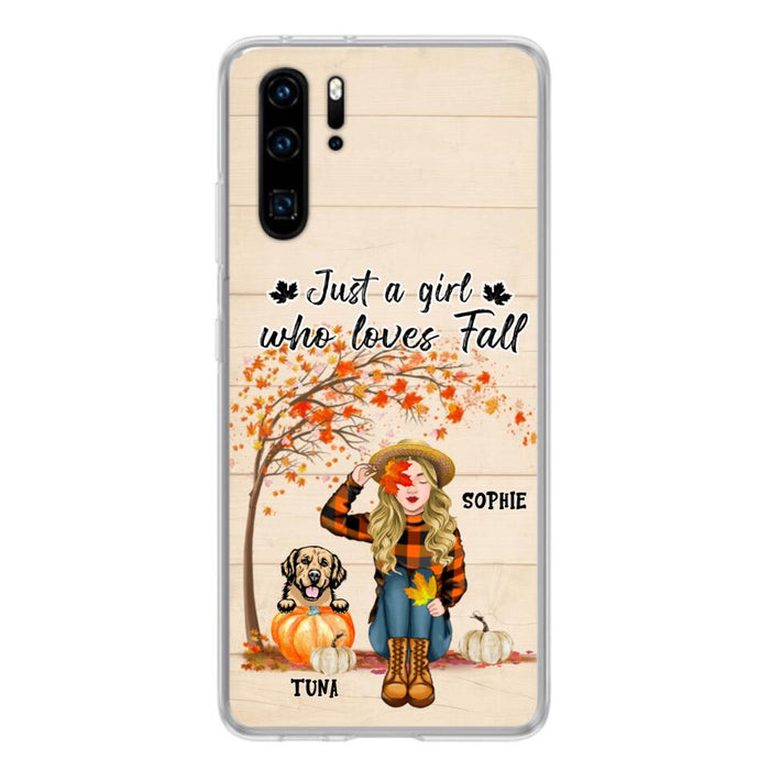 Custom Personalized Fall Dog Mom Phone Case- Upto 4 Pets - Best Gift For Dog Lovers - Just A Girl Who Loves Fall - Case For Oppo Huawei Xiaomi - MTJKZW