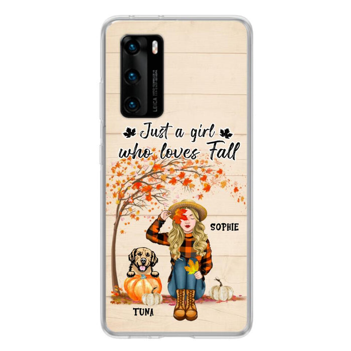 Custom Personalized Fall Dog Mom Phone Case- Upto 4 Pets - Best Gift For Dog Lovers - Just A Girl Who Loves Fall - Case For Oppo Huawei Xiaomi - MTJKZW