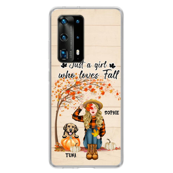 Custom Personalized Fall Dog Mom Phone Case- Upto 4 Pets - Best Gift For Dog Lovers - Just A Girl Who Loves Fall - Case For Oppo Huawei Xiaomi - MTJKZW