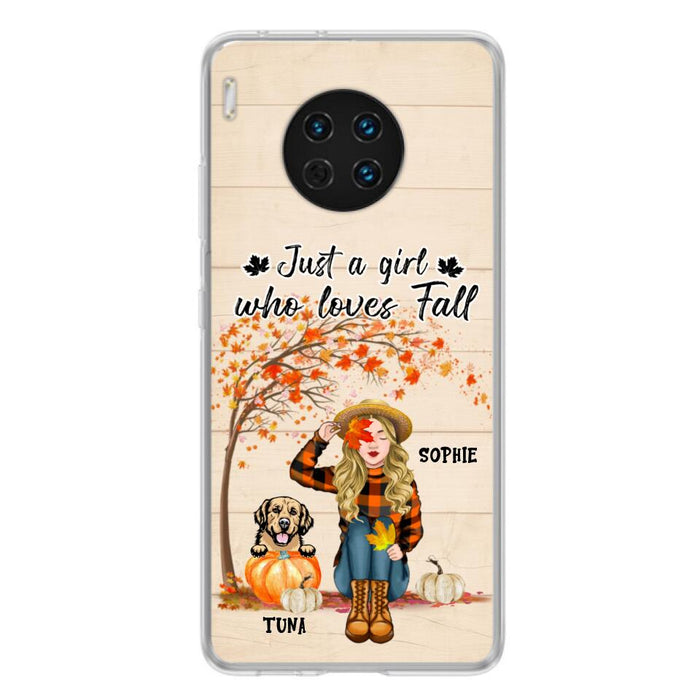 Custom Personalized Fall Dog Mom Phone Case- Upto 4 Pets - Best Gift For Dog Lovers - Just A Girl Who Loves Fall - Case For Oppo Huawei Xiaomi - MTJKZW