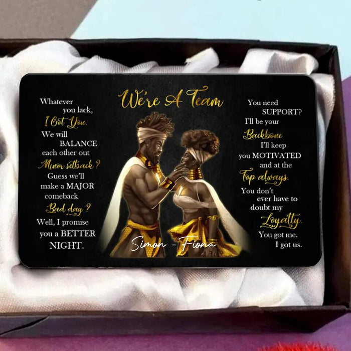 Custom Personalized Black Couple Wallet Aluminum Card - Gift Idea For Couple - We're A Team