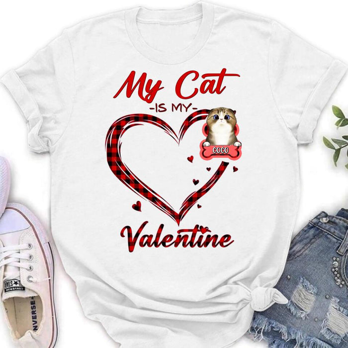 Custom Personalized Pet T-Shirt/ Long Sleeve/ Sweatshirt/ Hoodie - Valentine's Day Gift Idea For Dog/ Cat Lover - Upto 5 Pets - My Cat Is My Valentine