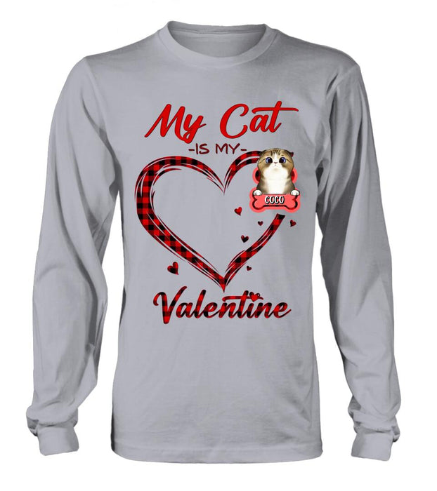 Custom Personalized Pet T-Shirt/ Long Sleeve/ Sweatshirt/ Hoodie - Valentine's Day Gift Idea For Dog/ Cat Lover - Upto 5 Pets - My Cat Is My Valentine